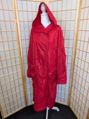 Vtg 80s Packable Rain Jacket The Totes Coat Raincoat Red gorpcore Women's Medium